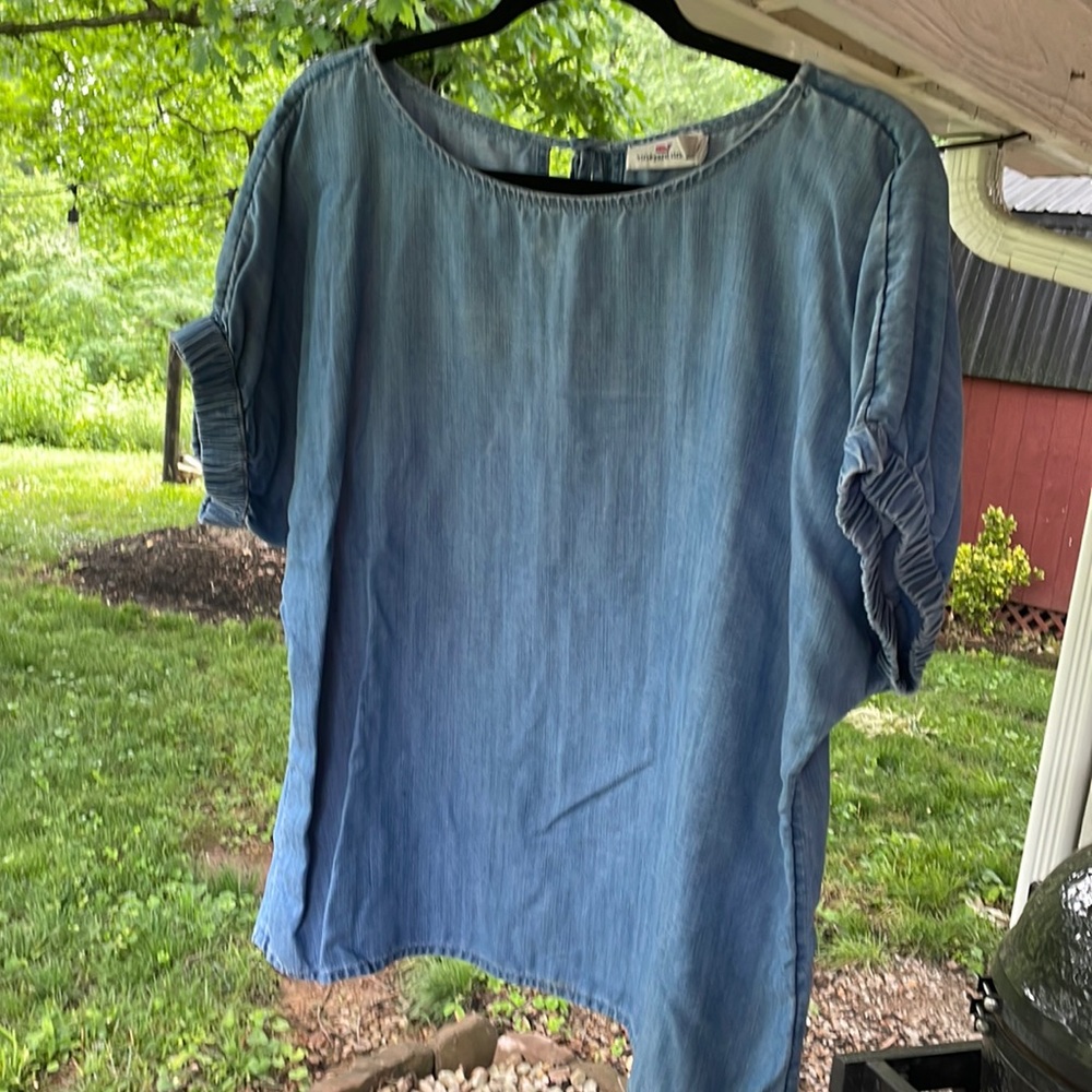 Vineyard vines smooth blue cotton shirt